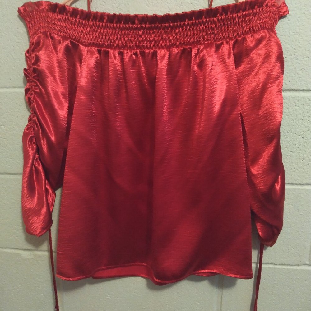 Pink Satin off shoulder blouse